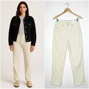 American Eagle Mom Straight Leg Corduroy Pants Cream Size 2 NWT